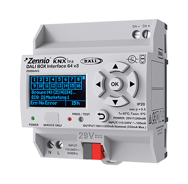 DALI BOX Interface 64 v3: Interfaz KNX-DALI para hasta 64 balastos por canal - 1 canal