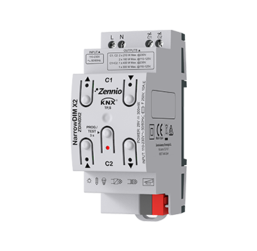 NarrowDIM X2. Universal dimmer actuator. 2 channels x 210W. 2 DIN units
