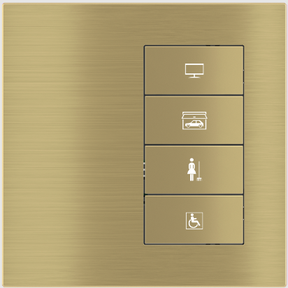 4-fold pushbutton (right) with backlit text/symbols and proximity sensor