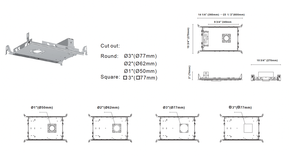 Non-IC Mounting Bracket For 3 to 1 Inch Downlights