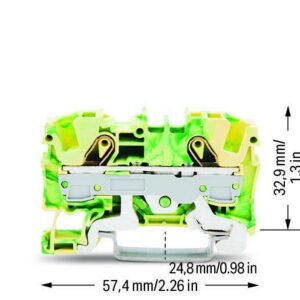 TOPJOB®S ground terminal block; rail mount; 2-conductor; 7.5 mm wide; green-yellow