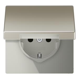SCHUKO® socket, 16 A 250 V ~, screw terminals, hinged lid, LS range, stainless steel