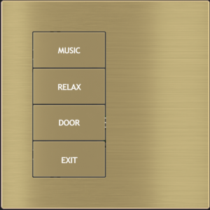 4-fold pushbutton (left) with backlit text/symbols and proximity sensor