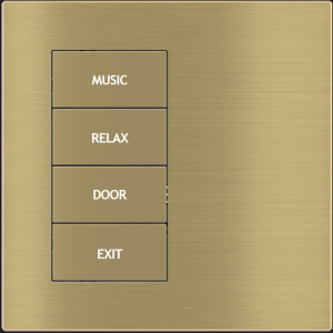 4-fold pushbutton (left) with backlit text/symbols and proximity sensor