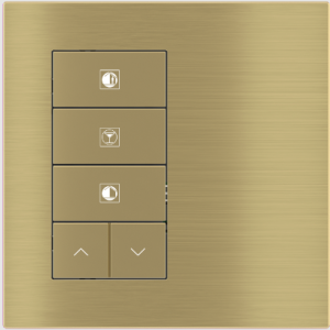 5-fold pushbutton with backlit text/symbols and proximity sensor