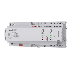 ALLinBOX 1612 v3. Multifunction device with KNX power supply, KNX-IP Interface, 16 outputs/12 inputs and logic module