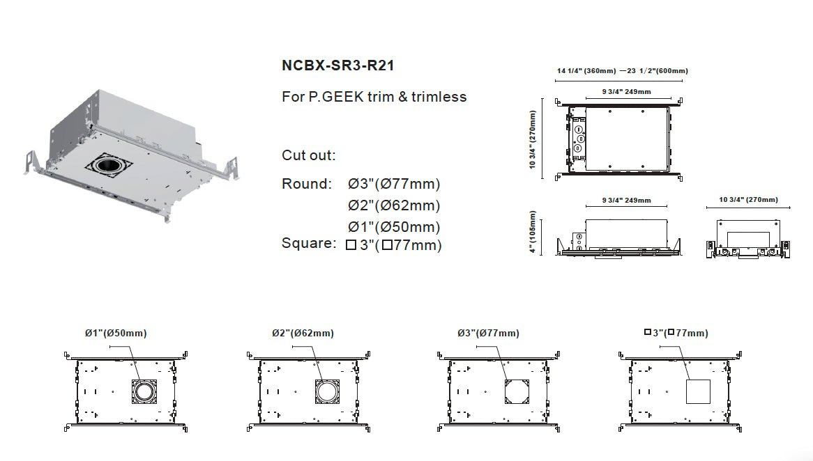 IC Box And Mounting Bracket For 3 to 1 Inch Downlights