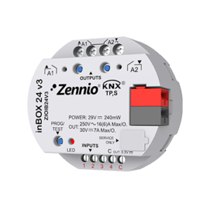 inBOX 24 v3. KNX multifunction actuator for flush mounting - 2 outputs 16A/4 inputs A/D