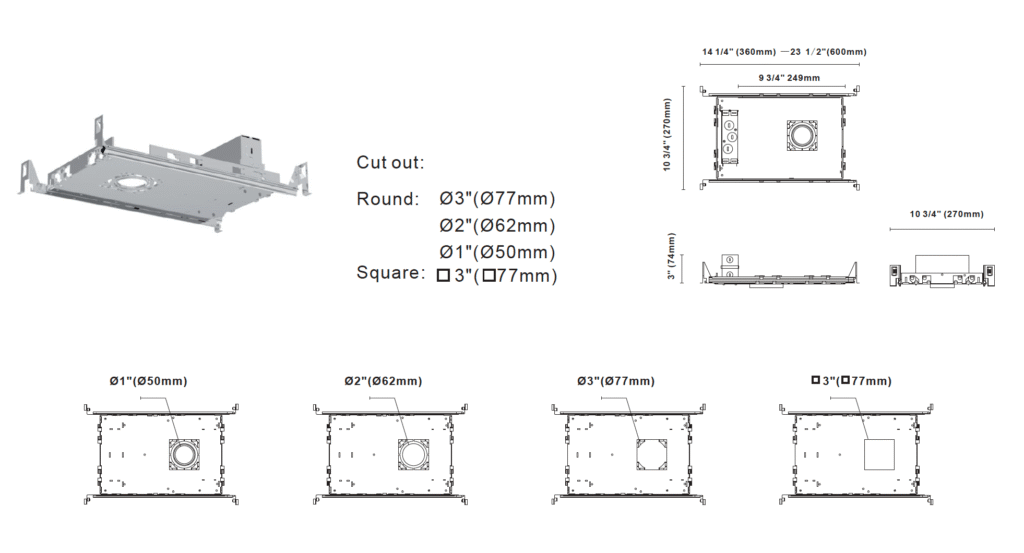 Non-IC Mounting Bracket For 3 to 1 Inch Downlights