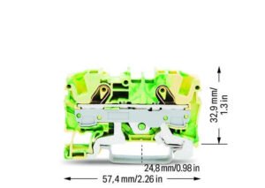 TOPJOB®S ground terminal block; rail mount; 2-conductor; 7.5 mm wide; green-yellow