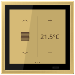 KNX room controller LS TOUCH with frame LS 990, LS range, classic brass