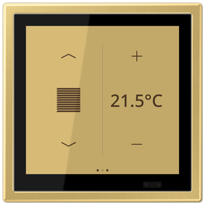 KNX room controller LS TOUCH with frame LS 990, LS range, classic brass