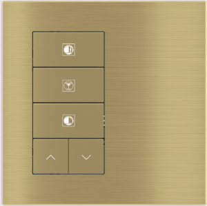 5-fold pushbutton with backlit text/symbols and proximity sensor