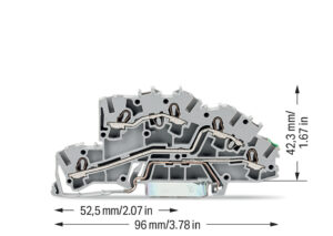 WAGO 2003-7645 Multilevel installation terminal block; with operating slots; 2.5 mm²; L/L/PE; Push-in CAGE CLAMP®; gray