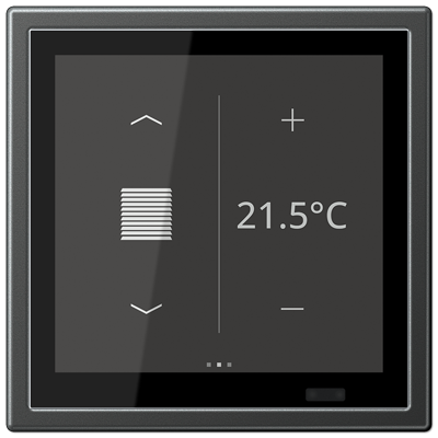 KNX room controller LS TOUCH with frame LS 990, Secure, aluminium laquered, anthracite