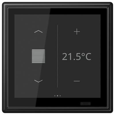 KNX room controller LS TOUCH with frame LS 990, Secure, thermoplastic lacquered, matt graphite black
