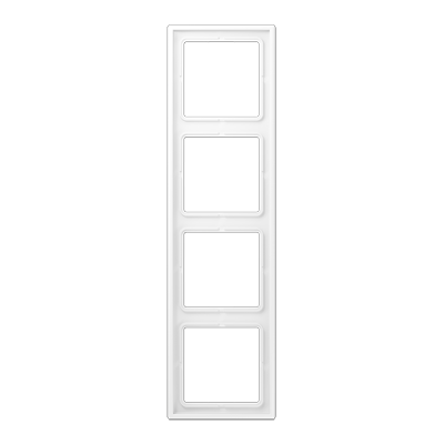 Frame 4-gang, LS 990, IP 44, duroplastic lacquered, matt snow white, vertical and horizontal installation