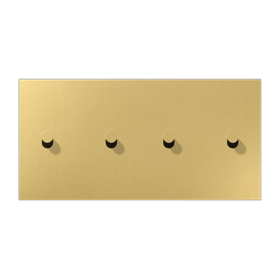 Centre plate with toggle lever "cone" 2-gang, 2 x 2 toggle levers, horizontal, LS 1912 range, classic brass