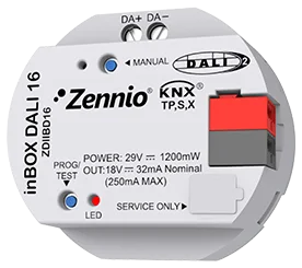 Zennio inBOX DALI 16, KNX-DALI Interface for flush mounting for up to 16 ballasts and 16 groups, 1 channel