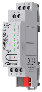 Zennio RailQUAD 6, Input module with 6 analog-digital inputs for DIN rail with status indicator LEDs.