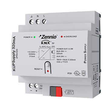 KUPSupply 320mA - KNX power supply plus 29VDC auxiliary output