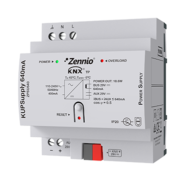 KUPSupply 640mA - KNX power supply plus 29VDC auxiliary output