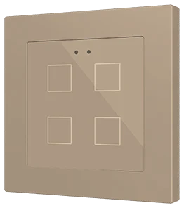 Zennio Flat 55 X4 v2, Glass capacitive push button 55x55, 4 buttons, Champagne
