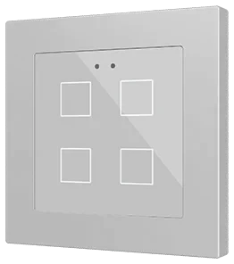 Zennio Flat 55 X4 v2, Glass capacitive push button 55x55, 4 buttons, Silver