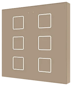 Zennio Flat 6 v2, Glass capacitive push button, 6 buttons, Champagne