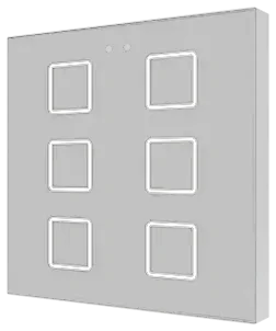 Zennio Flat 6 v2, Glass capacitive push button, 6 buttons, Silver