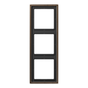 Frame 3-gang, LS 990, antique brass, vertical and horizontal installation