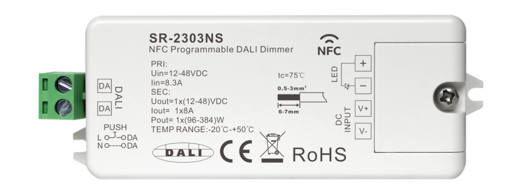 NFC Programmable DALI-2 LED Dimmer, 1 Channel SR-2303NS