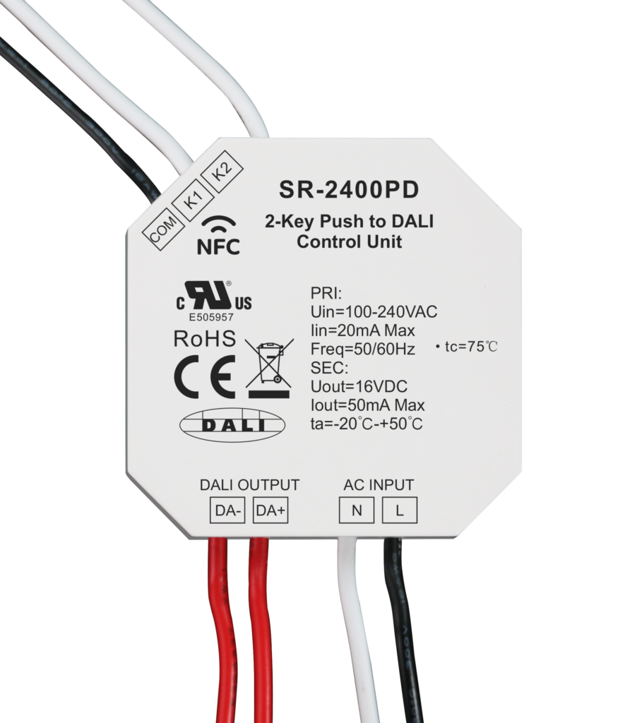 NFC Programmable 2 Key Push to DALI Control Unit SR-2400PD