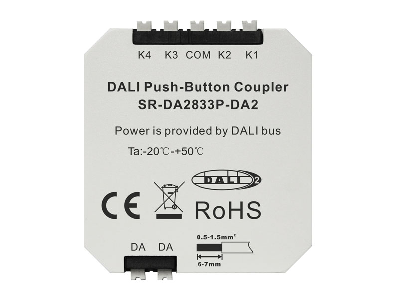 DALI-2 Push Button Coupler, 4 Inputs SR-DA2833P-DA2