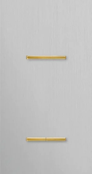 Basalte Chopin: Chopin - 2-gang vertical - brushed aluminium - single lever & dual levers gold without LED