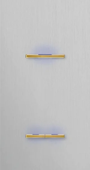 Basalte Chopin: Chopin - 2-gang vertical - brushed aluminium - single lever & dual levers gold with LED