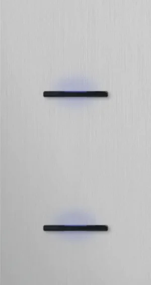 Basalte Chopin: Chopin - 2-gang vertical - brushed aluminium - single lever & single lever black with LED