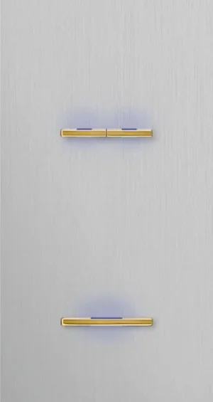 Basalte Chopin: Chopin - 2-gang vertical - brushed aluminium - dual levers & single lever gold with LED