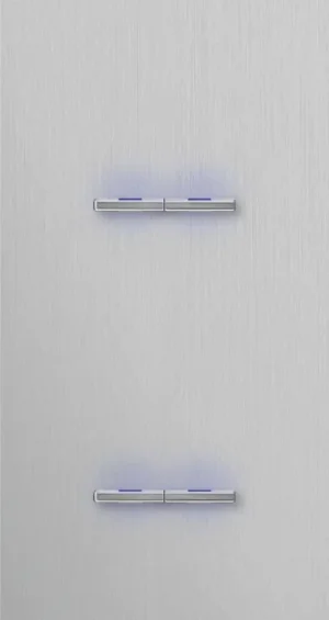 Basalte Chopin: Chopin - 2-gang vertical - brushed aluminium - dual levers & dual levers chrome with LED