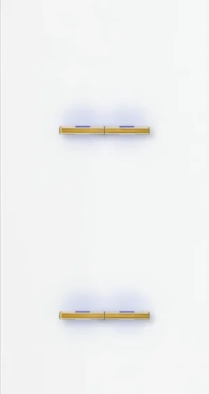 Basalte Chopin: Chopin - 2-gang vertical - satin white - dual levers & dual levers gold with LED