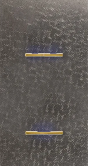 Basalte Chopin: Chopin - 2-gang vertical - fer forgé grey - dual levers & single lever gold with LED