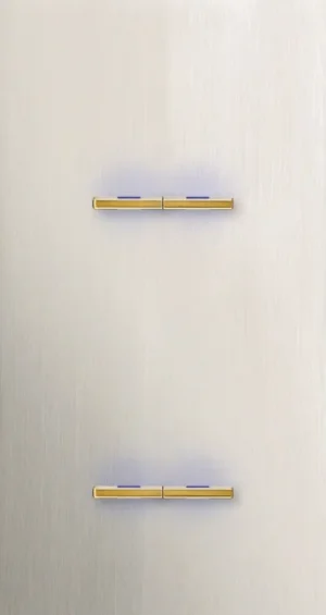 Basalte Chopin: Chopin - 2-gang vertical - brushed nickel - dual levers & dual levers gold with LED