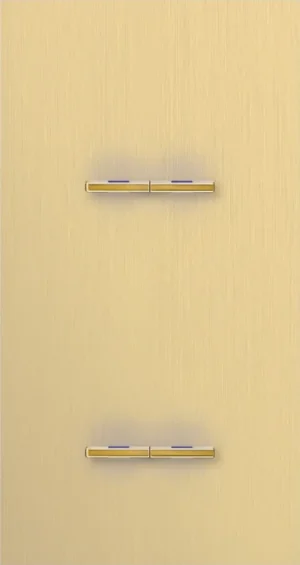 Basalte Chopin: Chopin - 2-gang vertical - brushed brass - dual levers & dual levers gold with LED
