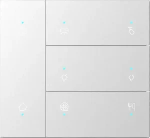 Metal Button Set for KNX Waltz Push Button Sensor, 4 Gang, light through dot, Silver