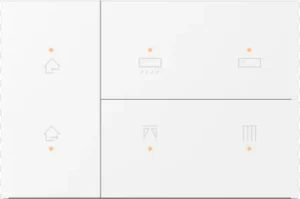 Metal Button Set for KNX Waltz Touch+ Pad, light through dot, baking finish white, White