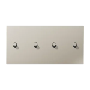 Centre plate with toggle lever "cylinder" 2-gang, 2 x 2 toggle levers, horizontal, LS 1912 range, stainless steel