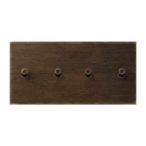 Centre plate with toggle lever "cylinder" 2-gang, 2 x 2 toggle levers, horizontal, LS 1912 range, antique brass