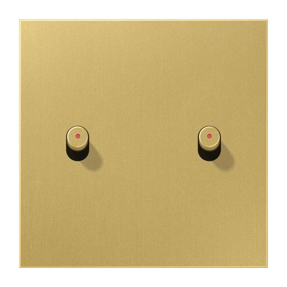 Centre plate with toggle lever "cylinder" with lens 1-gang, 2 toggle levers, LS 1912 range, classic brass