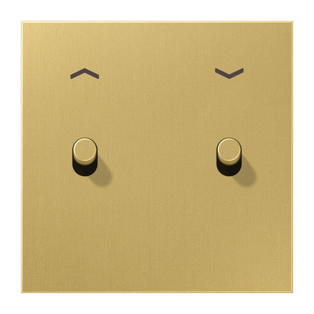 Centre plate with toggle lever "cylinder" "arrows" 1-gang, 2 toggle levers, LS 1912 range, classic brass