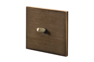 Lithoss Cockpit, 2 toggles, Opera vertical frame, 24V push button, Bronze Antique with Brass knurl